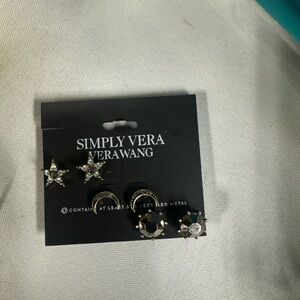 Simply Vera Vera Wang Silver and Black Starburst Earrings